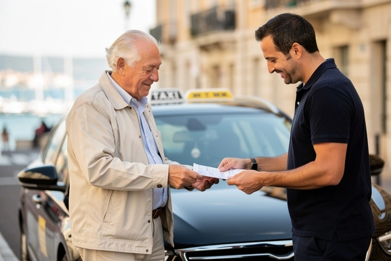 ald tiers payant transport sans avance frais marseille v2 Client âgé payant un chauffeur de taxi
