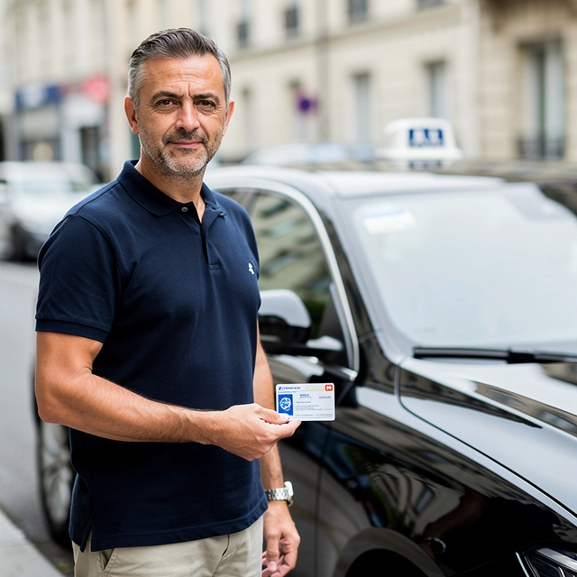 conventionne cpam definition convention marseille v1 Chauffeur de taxi montrant sa carte professionnelle