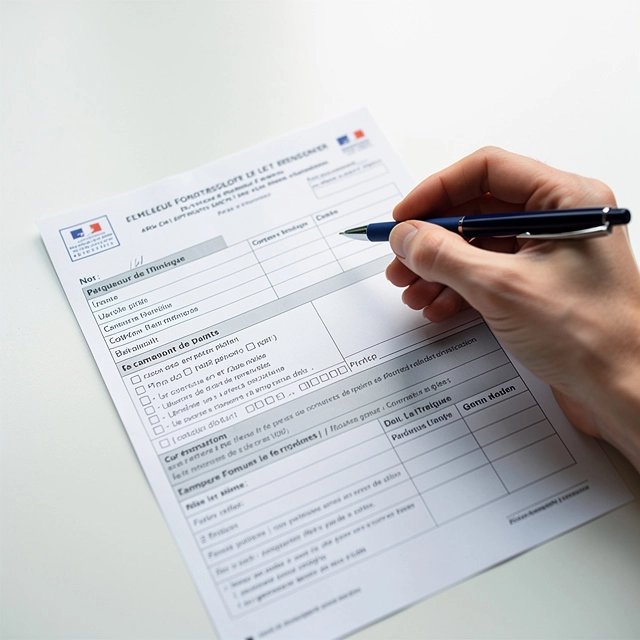 Main remplissant un formulaire administratif français