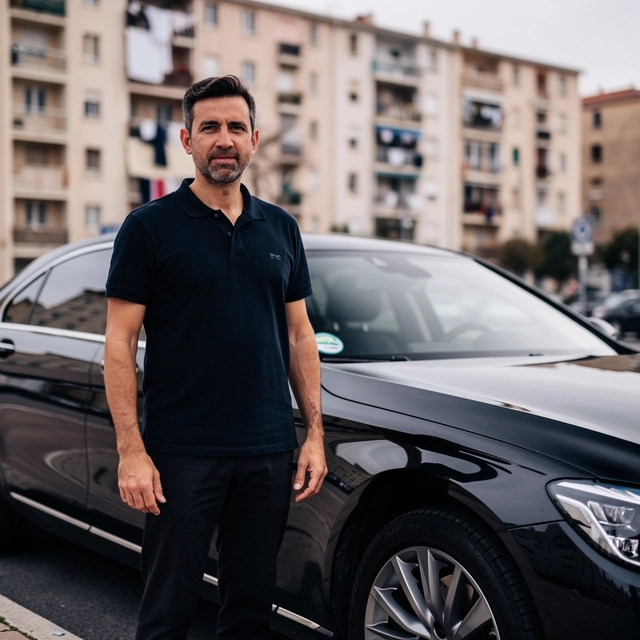 transport cpam arrondissements nord marseille v2 Homme debout près d'une voiture noire en ville